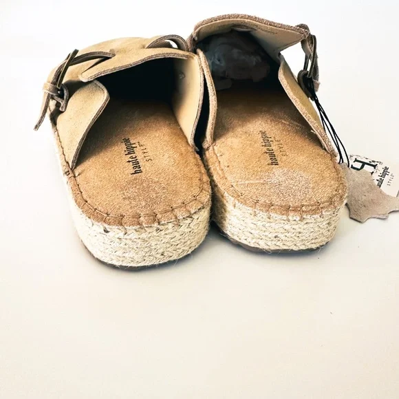 NEW Haute Hippie Aria Suede Mule Clogs Tan Beige Buckle Slip-On 10 NWT - Picture 7 of 10